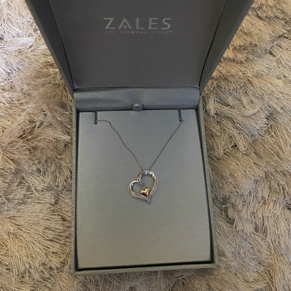 Zales Two-Tone Heart Necklace - Picture 1 of 2